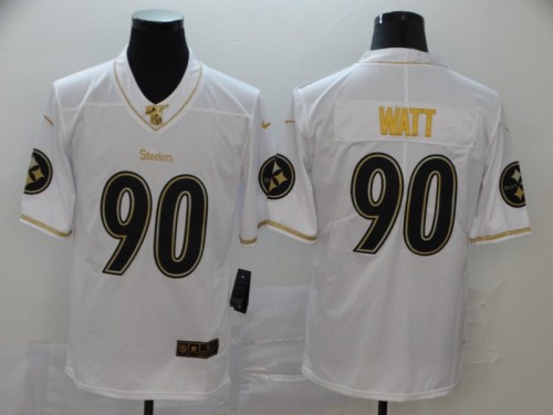 Pittsburgh Steelers 90 T.J. Watt White Team Logos Fashion Vapor Limited Jersey