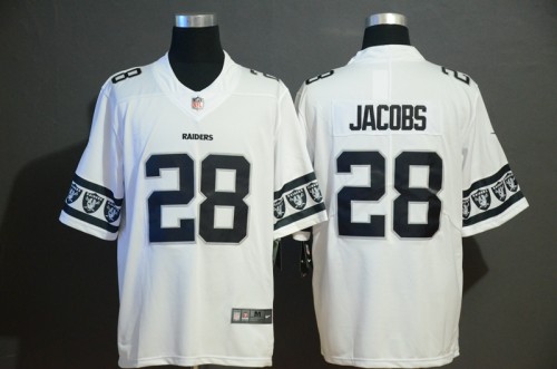 Oakland Raiders 28 Josh Jacobs White Team Logos Fashion Vapor Limited Jersey