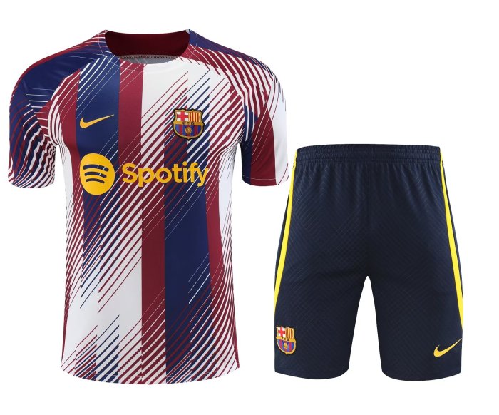 Adult Uniform 2023-2024 Barcelona White/Red/Blue Soccer Training Jersey and Shorts