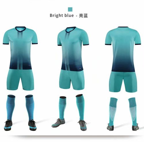 XBJKJW8826  Bright Blue Tracking Suit  Adult Uniform Soccer Jersey Shorts