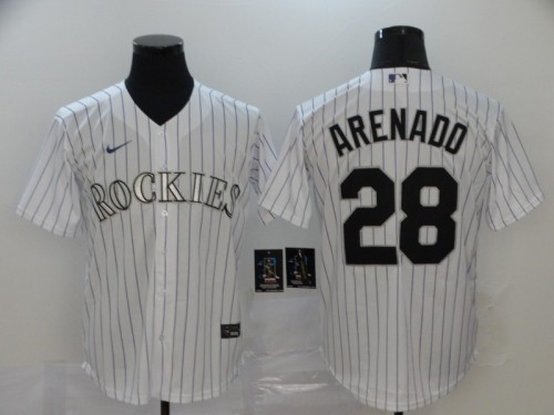 Colorado Rockies 28 ARENADO White 2020 Cool Base Jersey