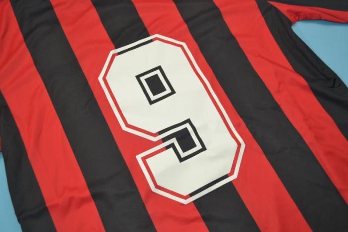 Retro Jersey 1991-1992 Ac Milan 9 Home Soccer Jersey Vintage Football Shirt