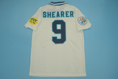 with Patch Retro Jersey 1996 England 9 SHEARER Home Soccer Jersey