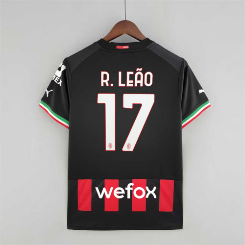 with scudetto Patch Fans Version 2022-2023 AC Milan R. LEAO 17 Home Soccer Jersey