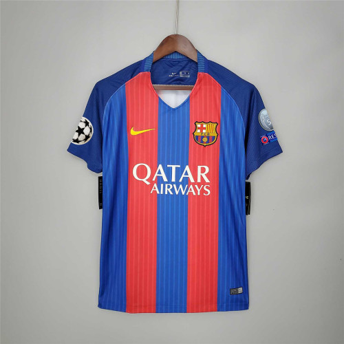 with UCL Patch Retro Jersey 2016-2017 Barcelona Home Soccer Jersey