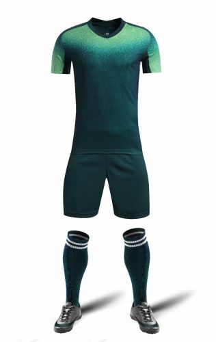 YL9201 Dark Green Blank Soccer Training Suit Adult Uniform Youth Kids Set Jersey and Shorts