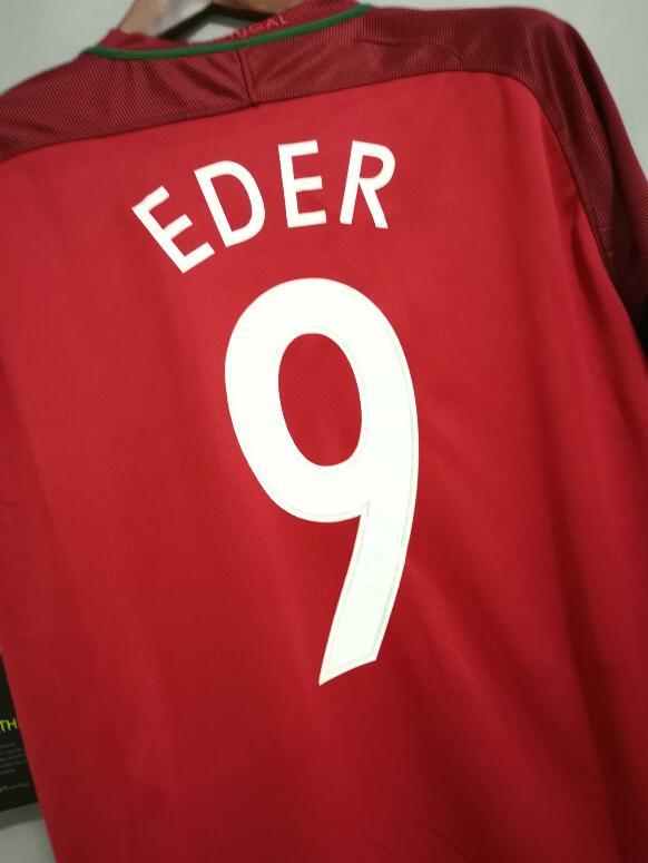 with Sleeve Patch Retro Jersey 2016 Portugal 9 EDER Home Soccer Jersey