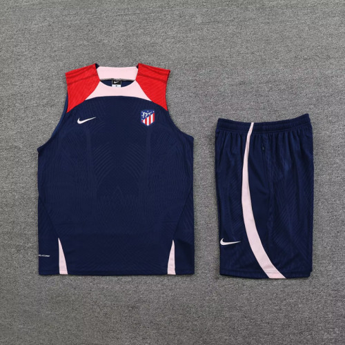 Adult Uniform 2023-2024 Atletico Madrid Blue Soccer Training Vest and Shorts