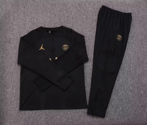 2022-2023 PSG Black soccer 1/4 zipper Sweater and Black Pants