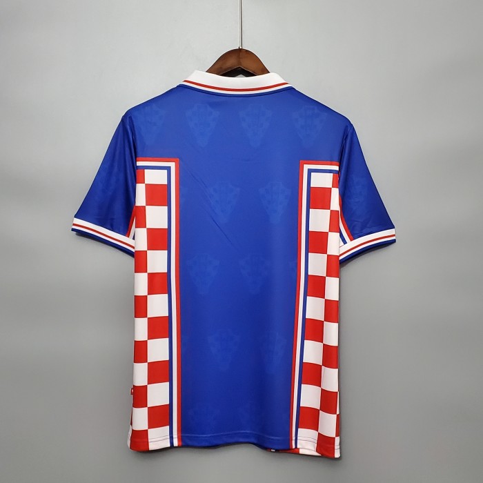 Retro Jersey 1998 Croatia Away Soccer Jersey Blue Vintage Football Shirt