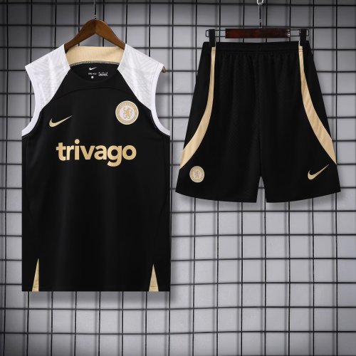 Adult Uniform 2023-2024 Inter Milan Black Soccer Training Vest and Shorts