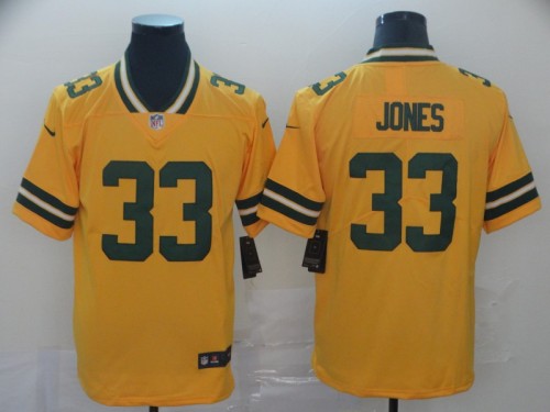 Green Bay Packers 33 JONES Yellow NFL Jersey