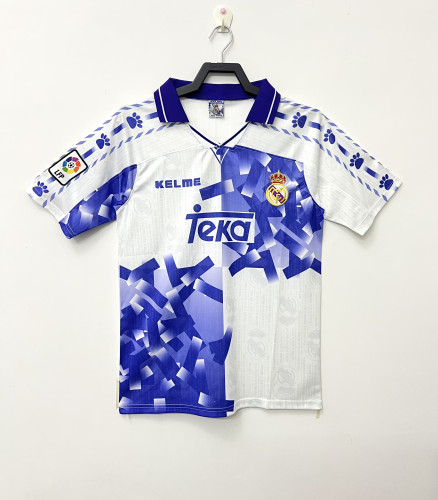 with LFP Patch Retro Jersey 1996-1997 Real Madrid Third Away White/Purple Soccer Jersey