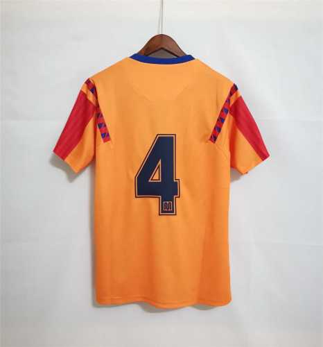 with UCL Patch Retro Jersey 1991-1992 Barcelona 4 Away Orange Soccer Jersey