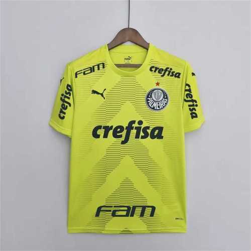 with All Sponor Logos 2022-2023 Palmeiras Yellow Goalkeeper Soccer Jersey