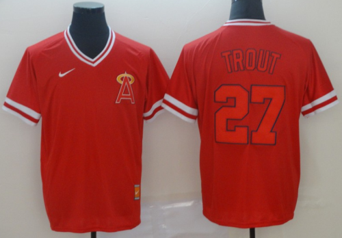 2019 Los Angeles Angels of Anaheim # 27 TROUT Red  MLB Jersey