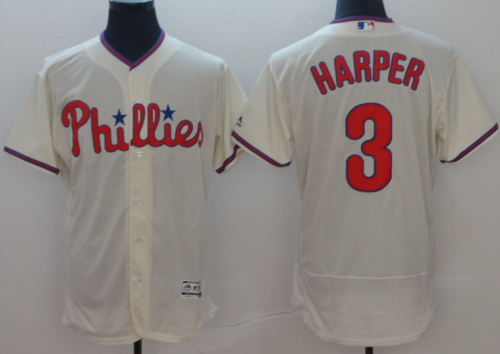 2019 Philadelphia Phillies# 3 HARPER Whith MLB Jersey