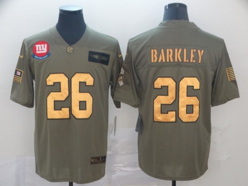 New York Giants 26 Saquon Barkley 2019 Olive Gold Salute To Service Limited Jersey