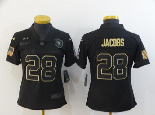 Women Raiders 28 Josh Jacobs Black 2020 Salute To Service Limited Jersey