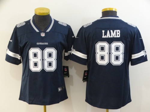Women Dallas Cowboys 88 LAMB Dark Blue NFL Jersey