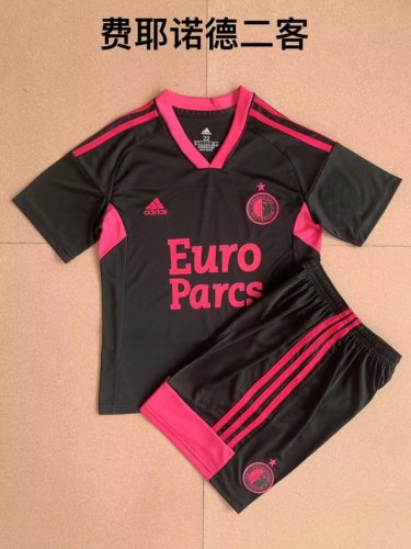 Adult Uniform 2022-2023 Feyenoord Rotterdam 3rd Away Black Soccer Jersey Shorts