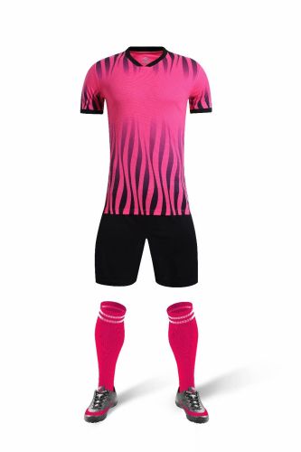 YL9202 Pink Blank Soccer Training Suit Adult Uniform Youth Kids Set Jersey and Shorts