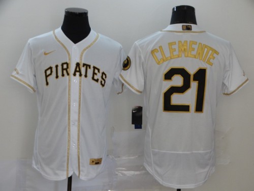 Retro Jersey Pittsburgh Pirates 21 CLEMENTE MLB White/Gold Jersey