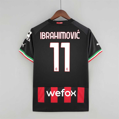 with scudetto Patch Fans Version 2022-2023 AC Milan IBRAHIMOVIC 11 Home Soccer Jersey