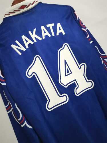 Long Sleeve Retro Jersey 1998-1999 Japan NAKATA 14 Home Vintage Soccer Jersey