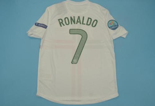 with Patch Retro Jersey 2012 Portugal RONALDO 7 Away White Soccer Jersey