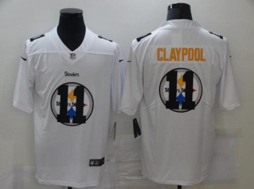 Steelers 11 Chase Claypool White Shadow Logo Limited Jersey