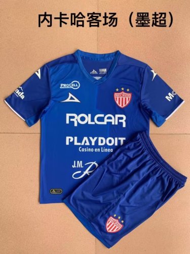 Adult Uniform 2022-2023 Necaxa Away Blue Soccer Jersey Shorts