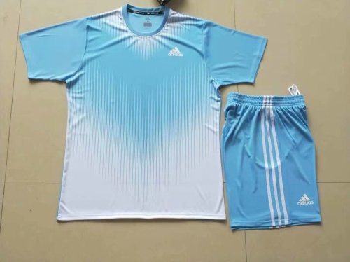 #816 Light Blue/White Soccer Training Uniform Jersey and Shorts