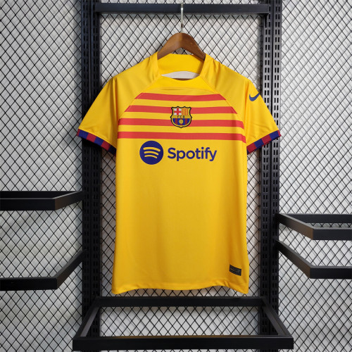 Fans Version 2022-2023 Barcelona 4th Away Yellow Soccer Jersey