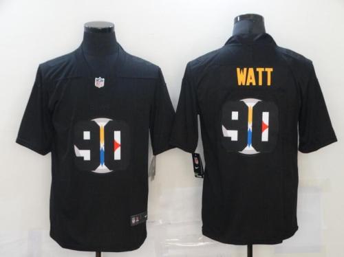 Steelers 90 T.J. Watt Black Shadow Logo Limited Jersey