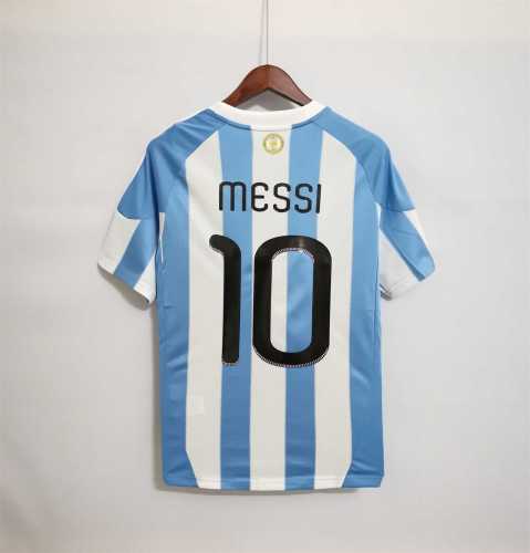 with Patch Retro Jersey 2010 Argentina MESSI 10 Home Vintage Soccer Jersey