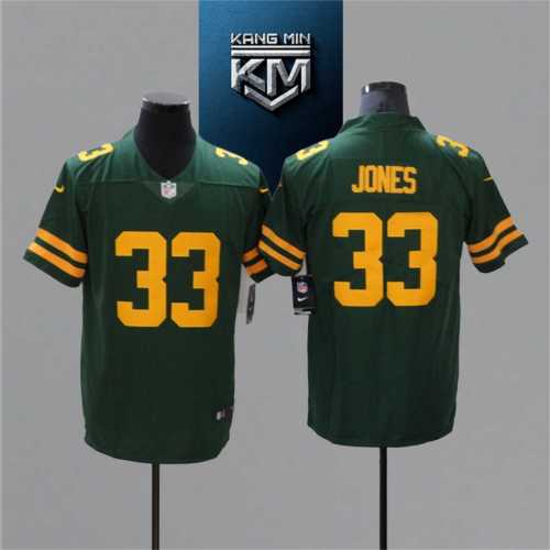 2021 Packers 33 JONES DARK GREEN NFL Jersey S-XXL YELLOW Font