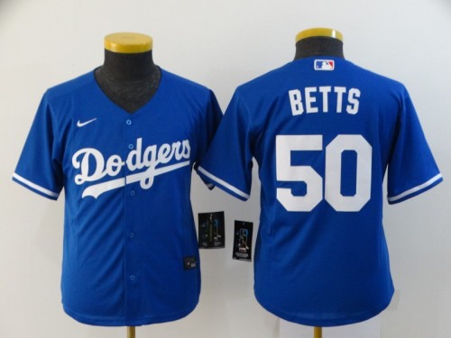 Youth Kids Los Angeles Dodgers 50 BETTS Blue 2020 Cool Base Jersey