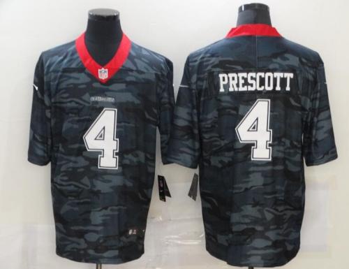Dallas Cowboys 4 Prescott Black Camo 2020 Salute To Service Limited Jersey
