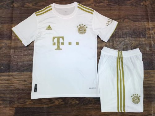 Adult Uniform 2022-2023 Bayern Munich Away White Soccer Jersey Shorts