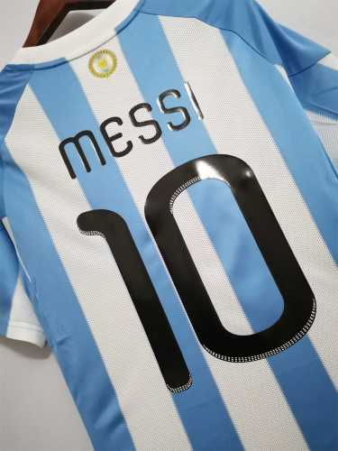 with Patch Retro Jersey 2010 Argentina MESSI 10 Home Vintage Soccer Jersey