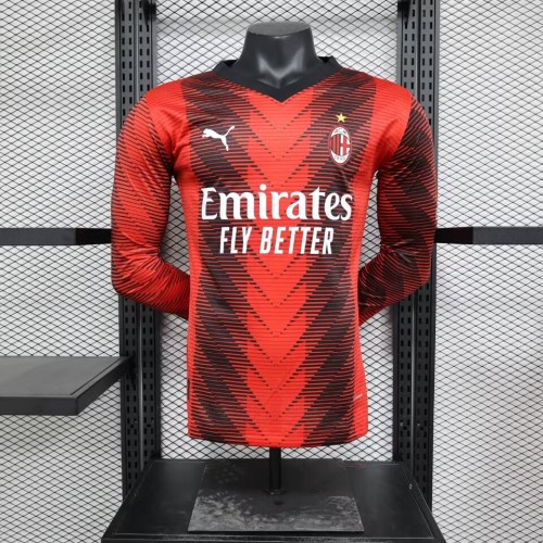 Long Sleeve Player Version 2023-2024 AC Milan Home Football Shirt