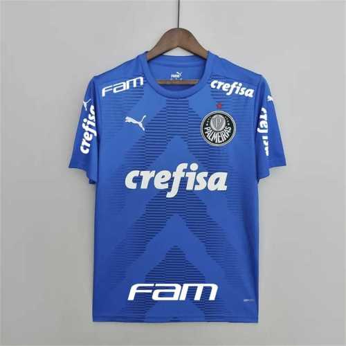 with All Sponor Logos 2022-2023 Palmeiras Blue Goalkeeper Soccer Jersey