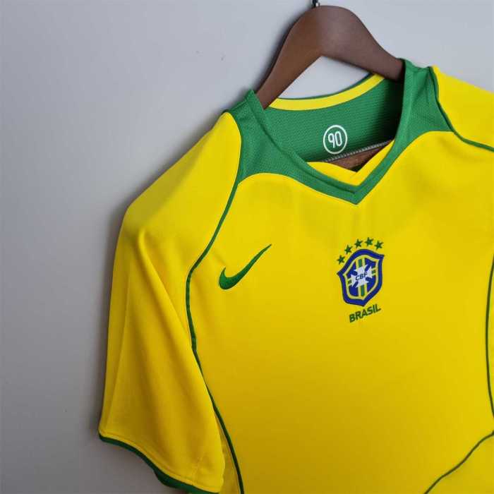Retro Jersey 2004 Brazil Home Soccer Jersey Vintage Brasil Camisetas de Futbol