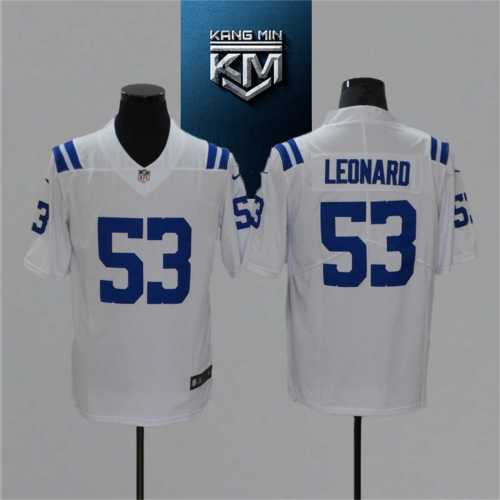 2021 Colts 53 LEONARD White NFL Jersey S-XXL Blue Font