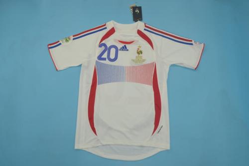 with Patch Retro Jersey 2006 France 20 TREZEGUET Away White Jersey