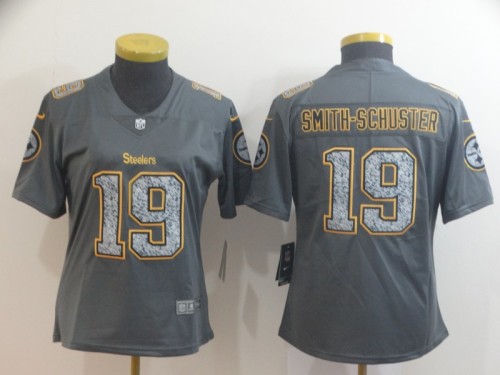 Women Pittsburgh Steelers 19 SMITH-SCHUSTER Grey NFL Jersey