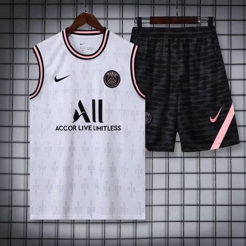 2022-2023 PSG White Soccer Vest and Shorts