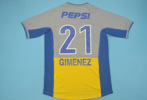 Retro Jersey 2002-2003 Boca Juniors 21 GIMENEZ Away Grey Soccer Jersey