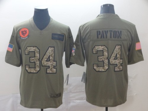 Chicago Bears 34 Walter Payton 2019 Olive Camo Salute To Service Limited Jersey